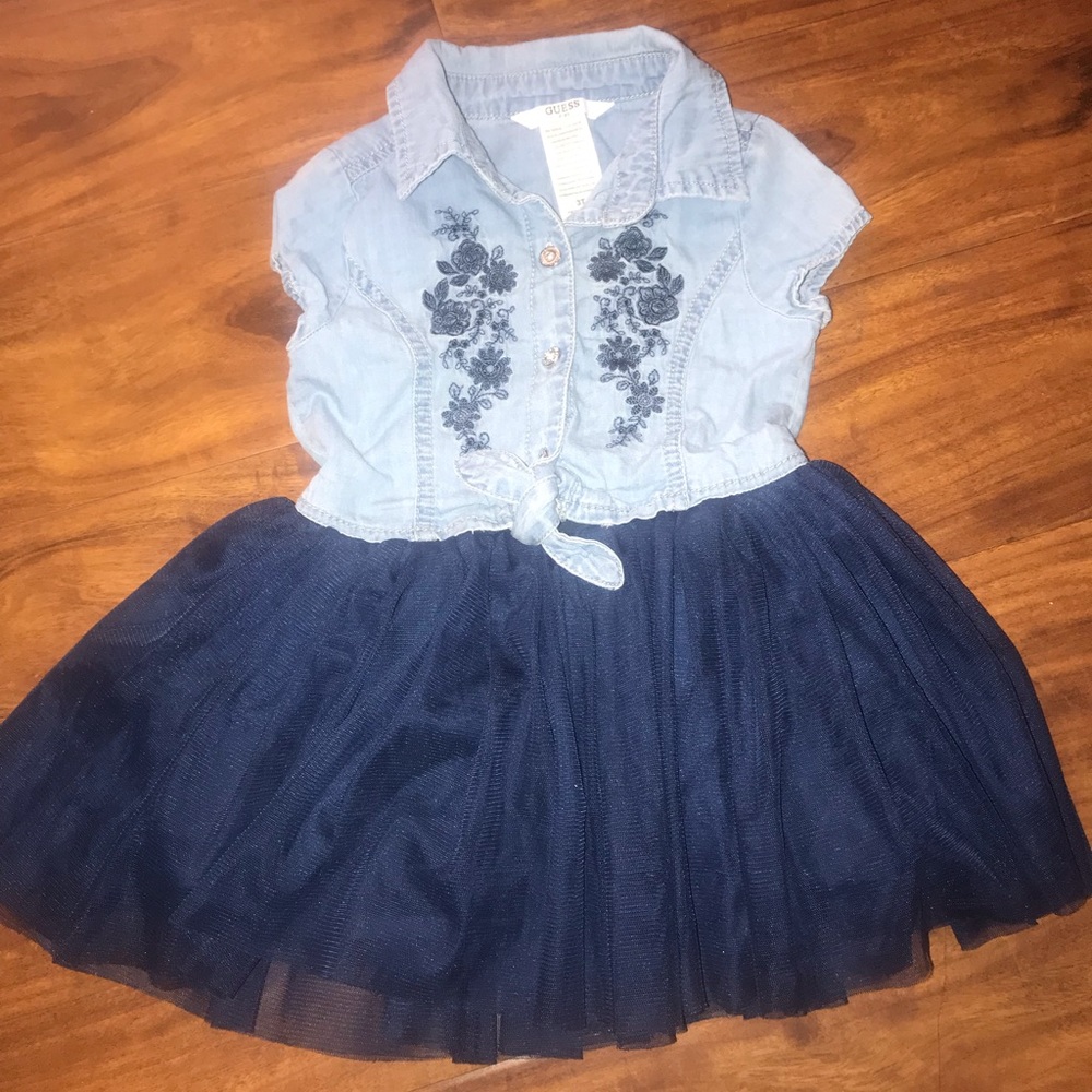 Little girls denim-tutu dress
